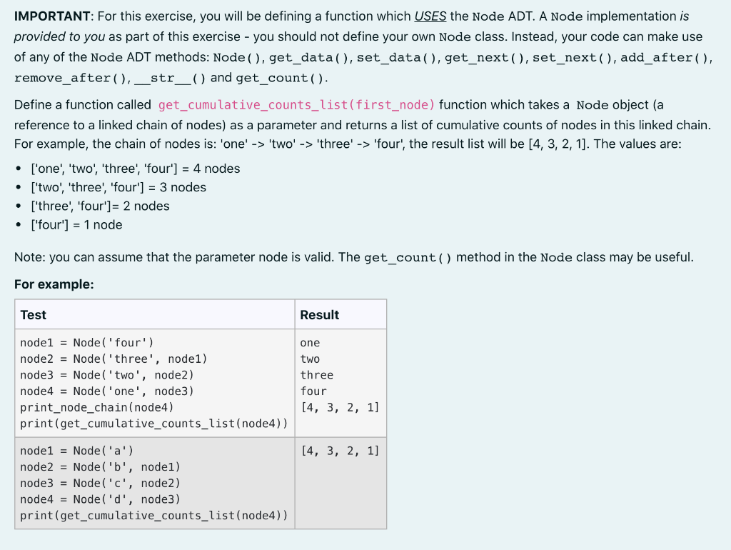 Solved IMPORTANT: For this exercise, you will be defining a | Chegg.com