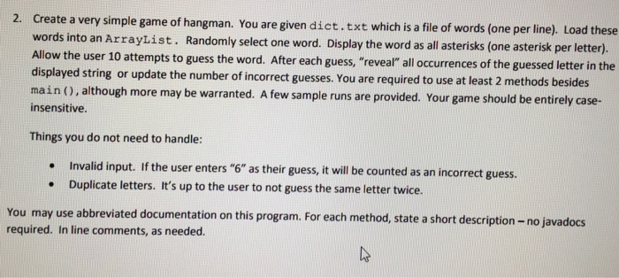Solved eate a very simple game of hangman. You are given | Chegg.com