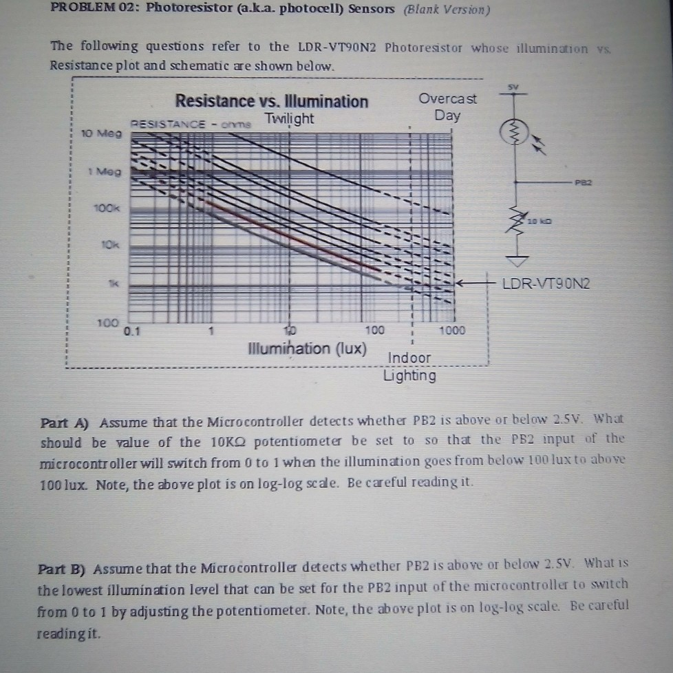 Solved PROBLEM 02: Photoresistor (a.k.a. photocell) Sensors | Chegg.com