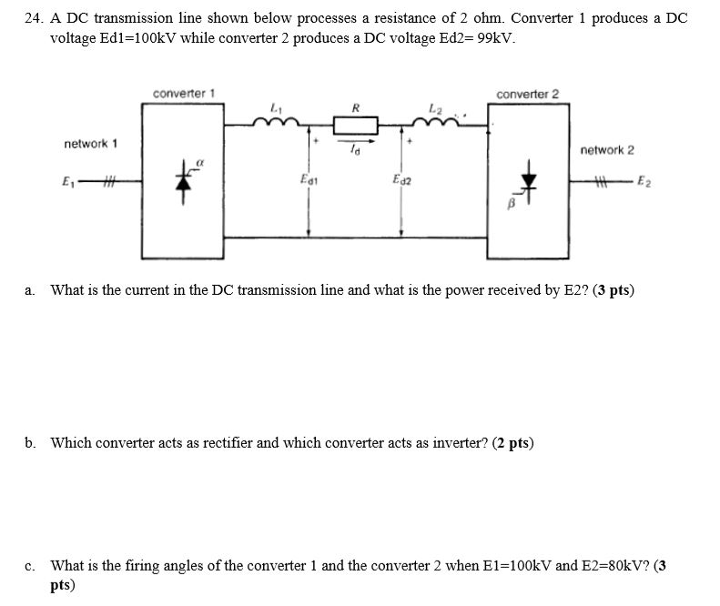 Solved 24. A DC transmission line shown below processes a | Chegg.com