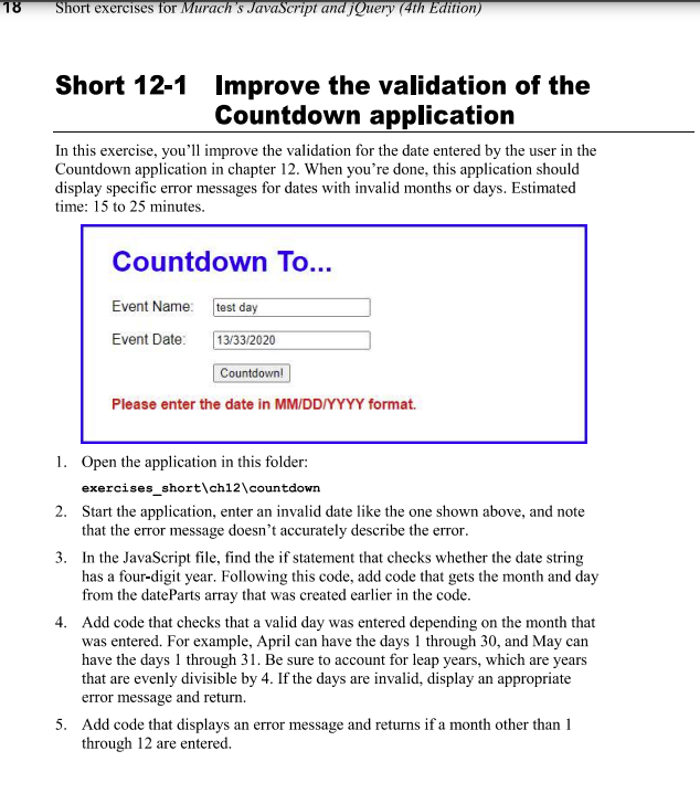 Solved 18 Short Exercises For Murach'S Javascript And Jquery | Chegg.Com
