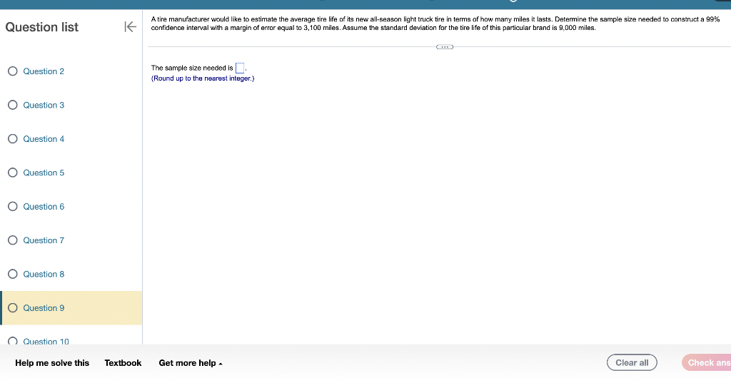 Solved A tire manufacturer would like to estimate the