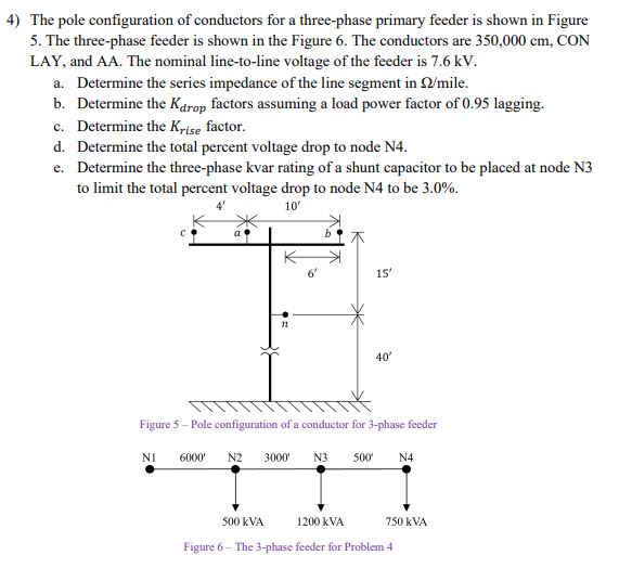 Solved 4) The pole configuration of conductors for a | Chegg.com