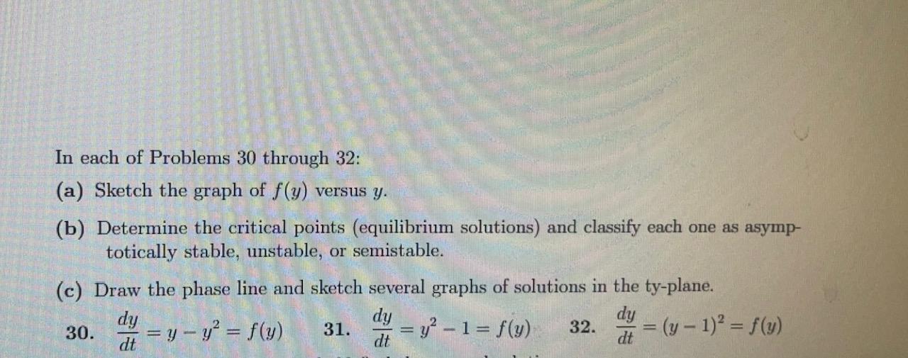 Solved In each of Problems 30 through 32: (a) Sketch the | Chegg.com