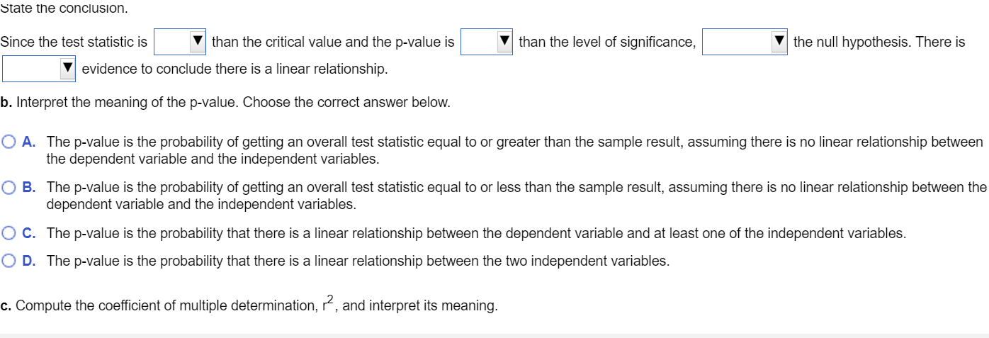 Solved A Multiple Linear Regression Model Based On A Sample 