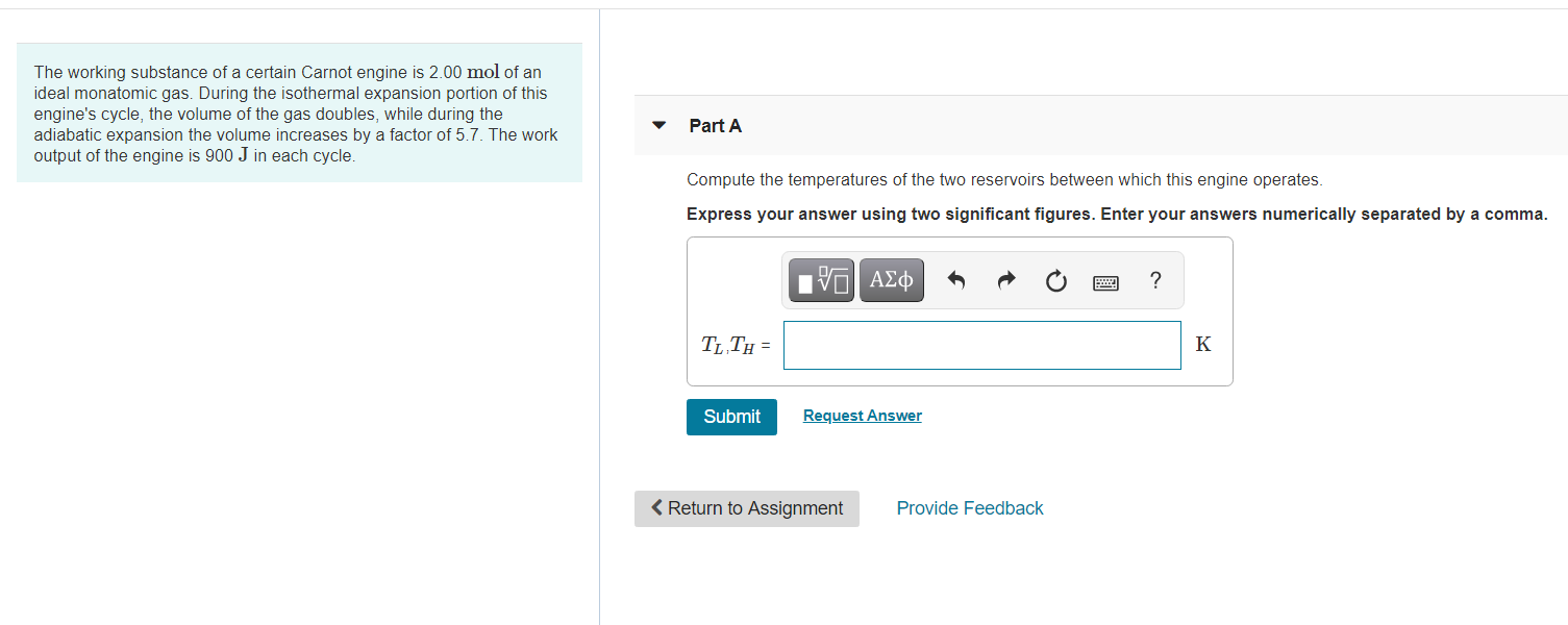 The Working Substance Of A Certain Carnot Engine Is Chegg Com