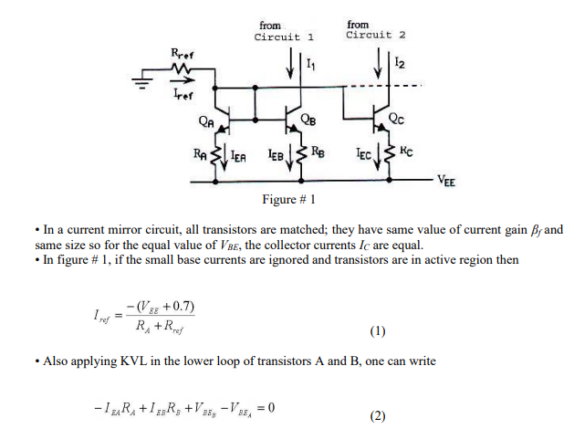 Rref Current Solved from Circuit 1 from Circuit 2 Rref 12 ef Qa QB Qc RB | Chegg.com