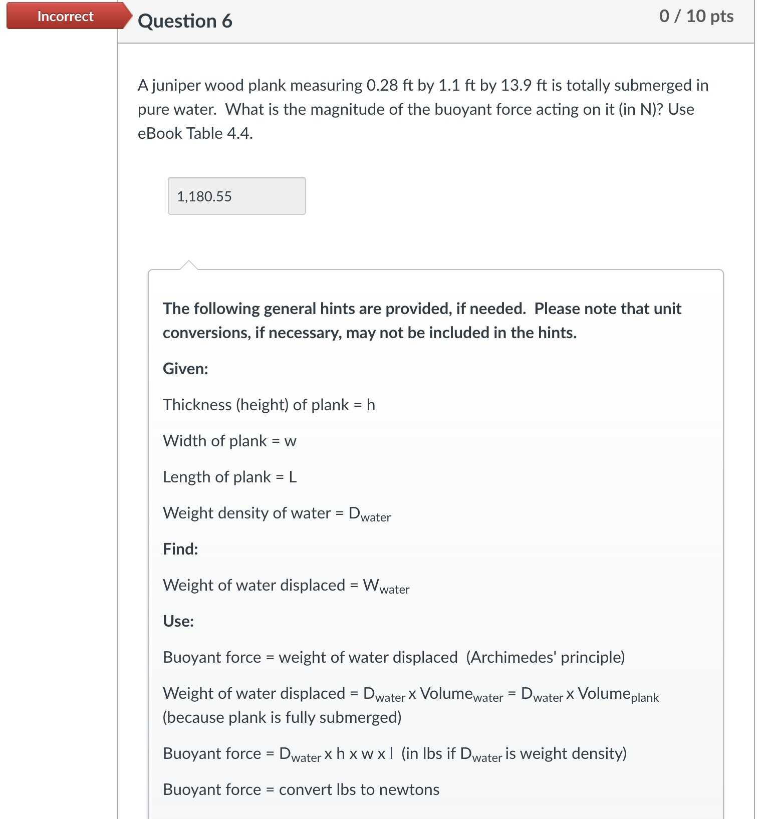 Solved A juniper wood plank measuring 0.28ft by 1.1ft by | Chegg.com