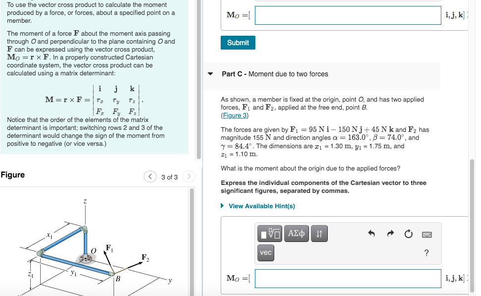 Solved To use the vector cross product to calculate the | Chegg.com
