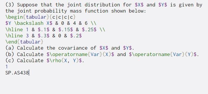 Solved (3) Suppose that the joint distribution for $X$ and | Chegg.com