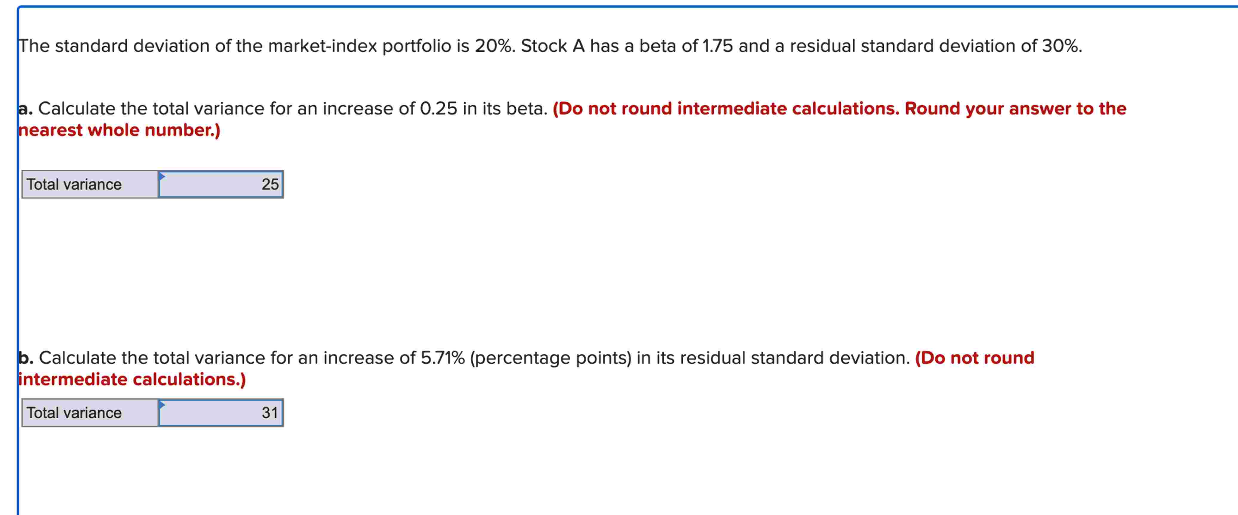 Solved The standard deviation of the marketindex portfolio