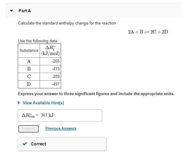 Solved Part B For The Reaction Given In Part A, How Much | Chegg.com