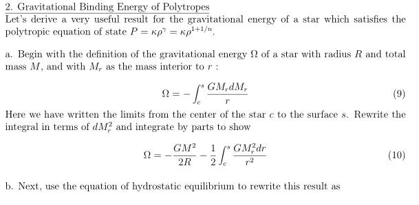 2. Gravitational Binding Energy of Polytropes Let's | Chegg.com