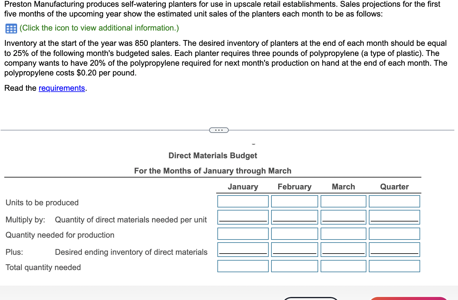 Solved Preston Manufacturing produces selfwatering planters