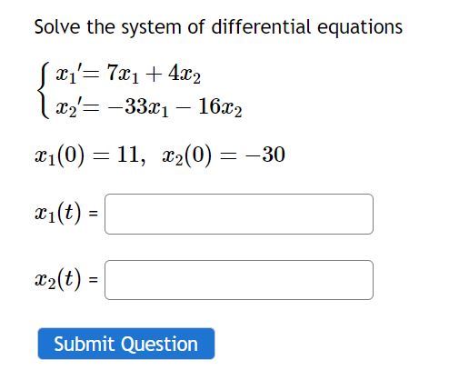 Solved Solve the system of differential equations | Chegg.com