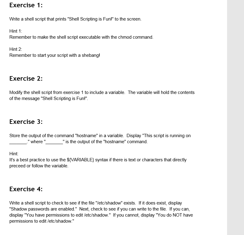 Shell Scripting Practice Exercises Pdf