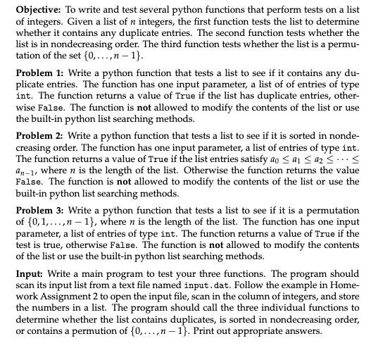 Solved Objective: To write and test several python functions | Chegg.com