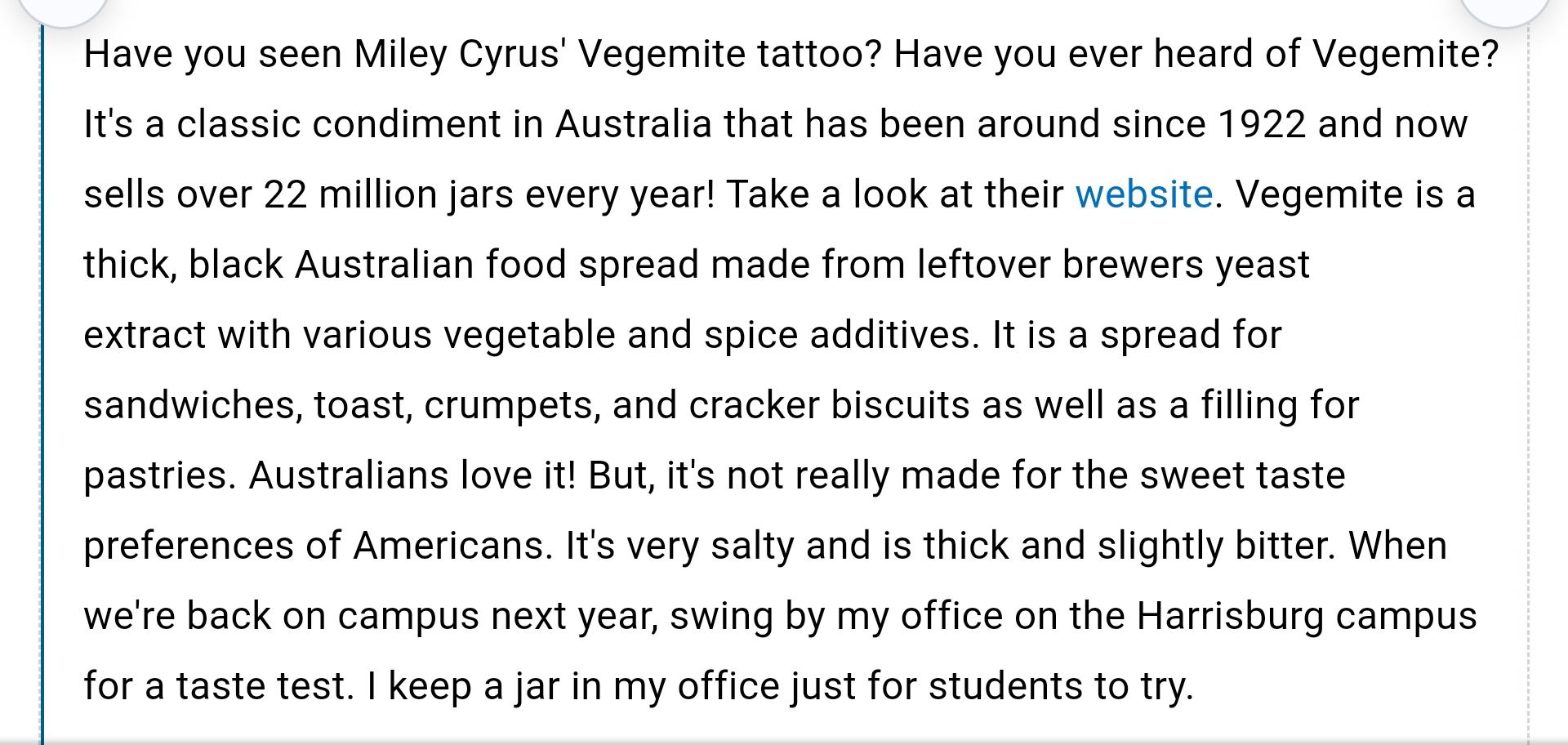 Solved Have you seen Miley Cyrus' Vegemite tattoo? Have you | Chegg.com