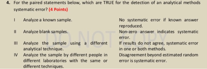 4. For the paired statements below, which are TRUE | Chegg.com