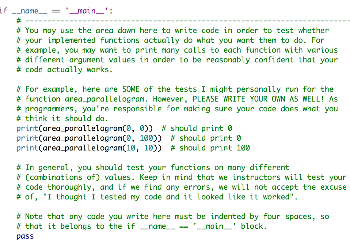 Solved if name '__main__': # # You may use the area down | Chegg.com
