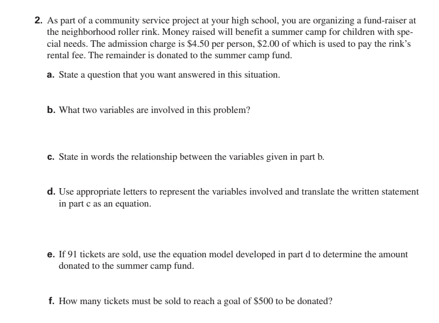 Solved 2. As part of a community service project at your | Chegg.com