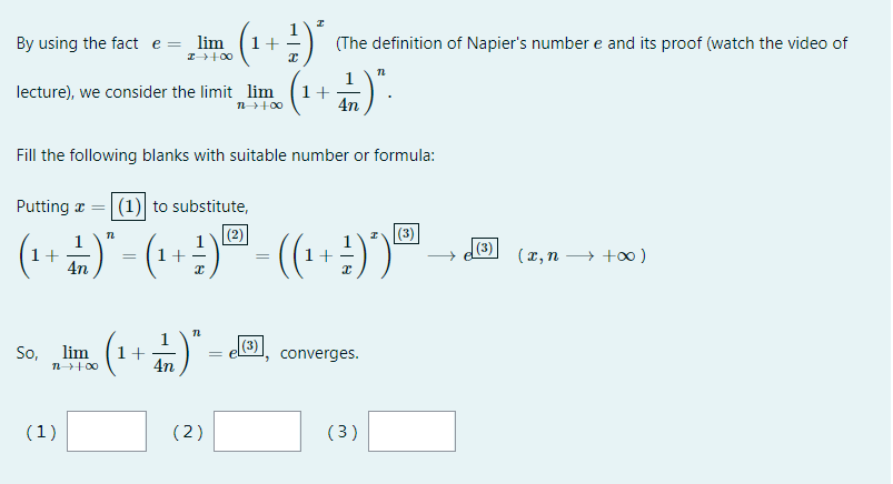 Solved By using the fact e = lim (1+ (The definition of | Chegg.com