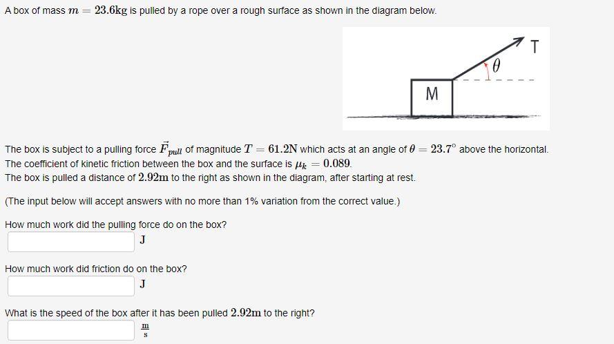 Solved A box of mass m=23.6 kg is pulled by a rope over a | Chegg.com