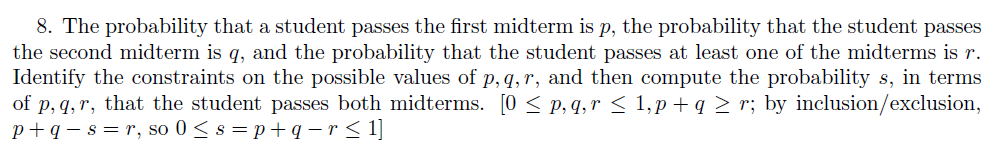 Solved 8. The probability that a student passes the first | Chegg.com
