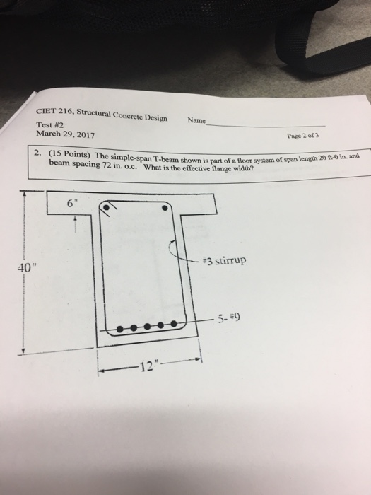 Solved The simple-span T-beam shown is part of a floor | Chegg.com