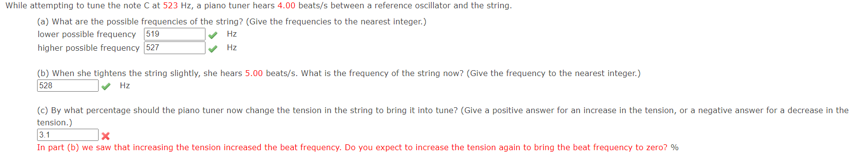 Solved While attempting to tune the note C ﻿at 523Hz, ﻿a | Chegg.com