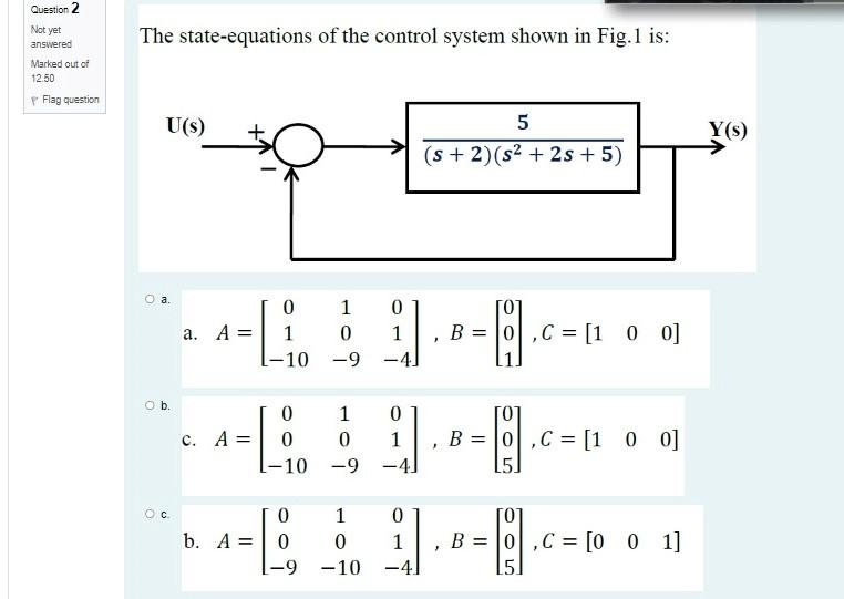 Solved The state-equations of the control system shown in | Chegg.com