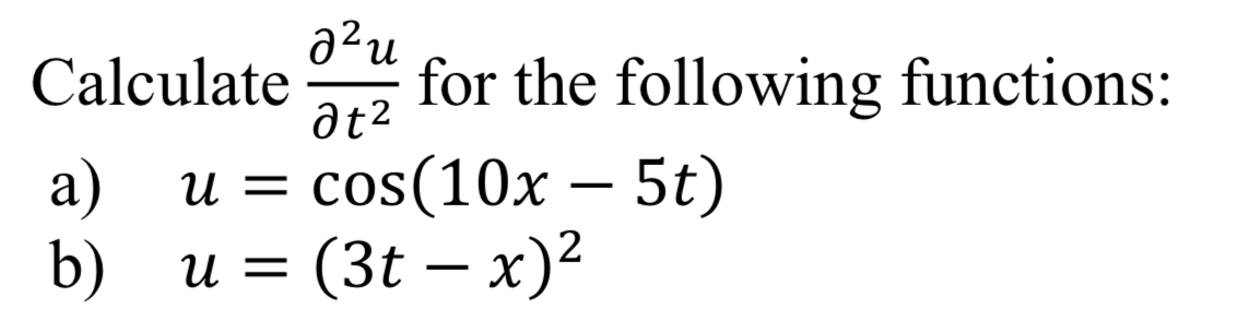 Solved a2u Calculate for the following functions: at2 a) | Chegg.com