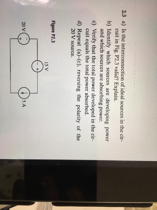 Solved 2.3 a) Is the interconnection of ideal sources in the | Chegg.com