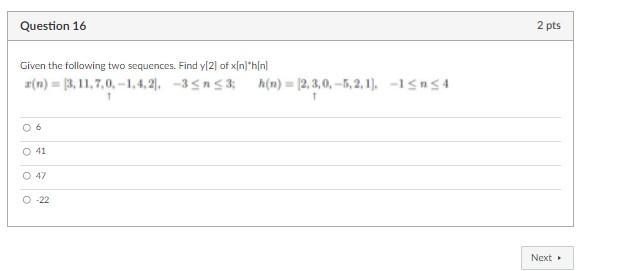 Solved Question 16 Given The Following Two Sequences. Find | Chegg.com