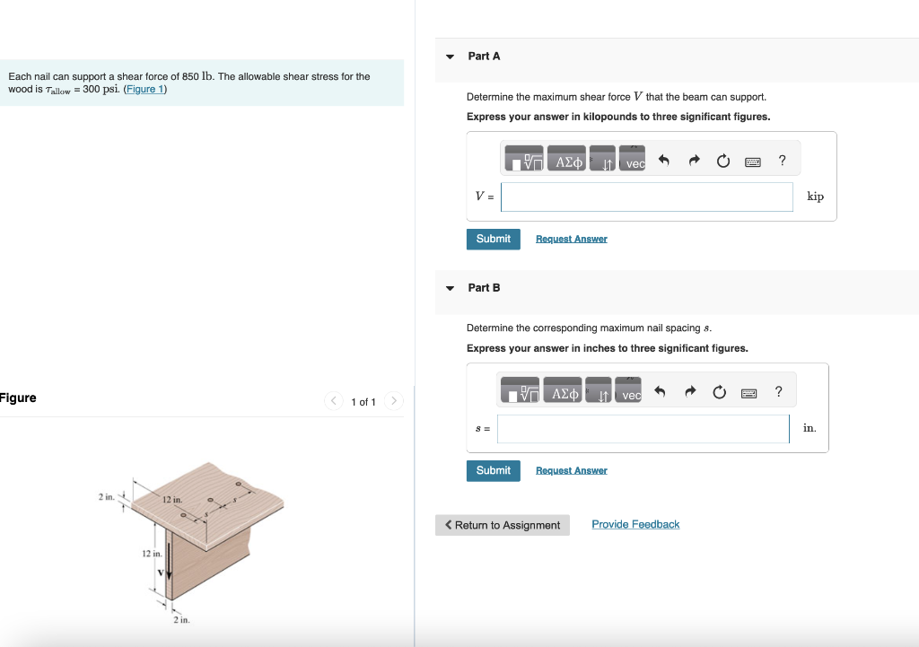 Solved Each nail can support a shear force of 850lb. The