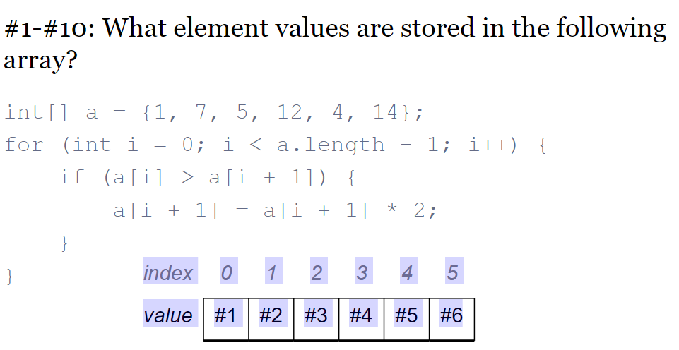 Solved #1-#10: What element values are stored in the | Chegg.com
