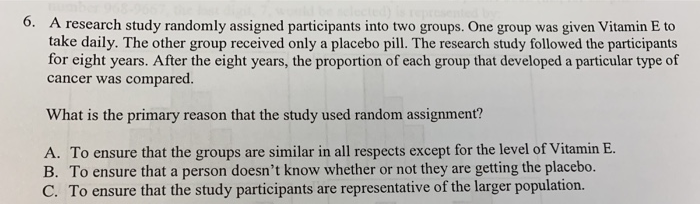 a researcher randomly assigned students to two groups