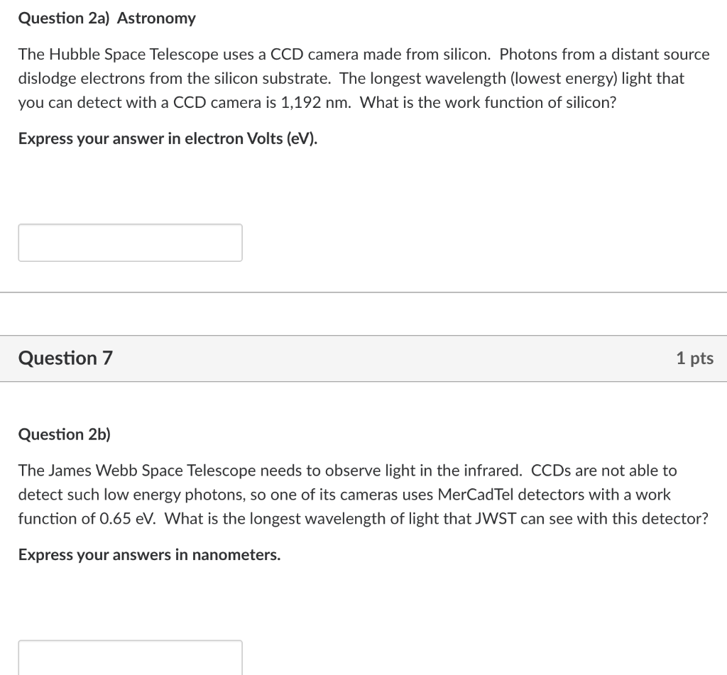 Solved Question 2a) Astronomy The Hubble Space Telescope | Chegg.com