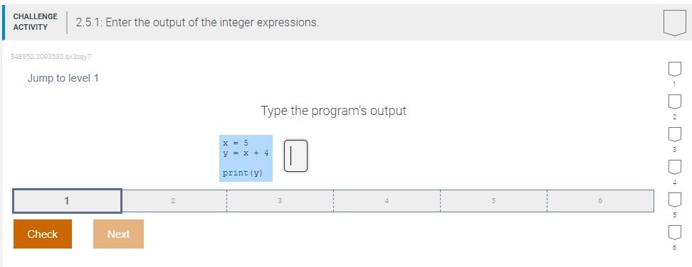 Solved CHALLENGE ACTIVITY 2.5.1: Enter the output of the | Chegg.com