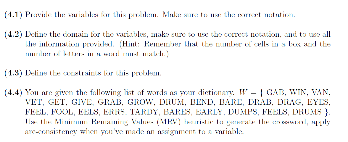 solved question 4 consider the crossword puzzle provided in chegg com