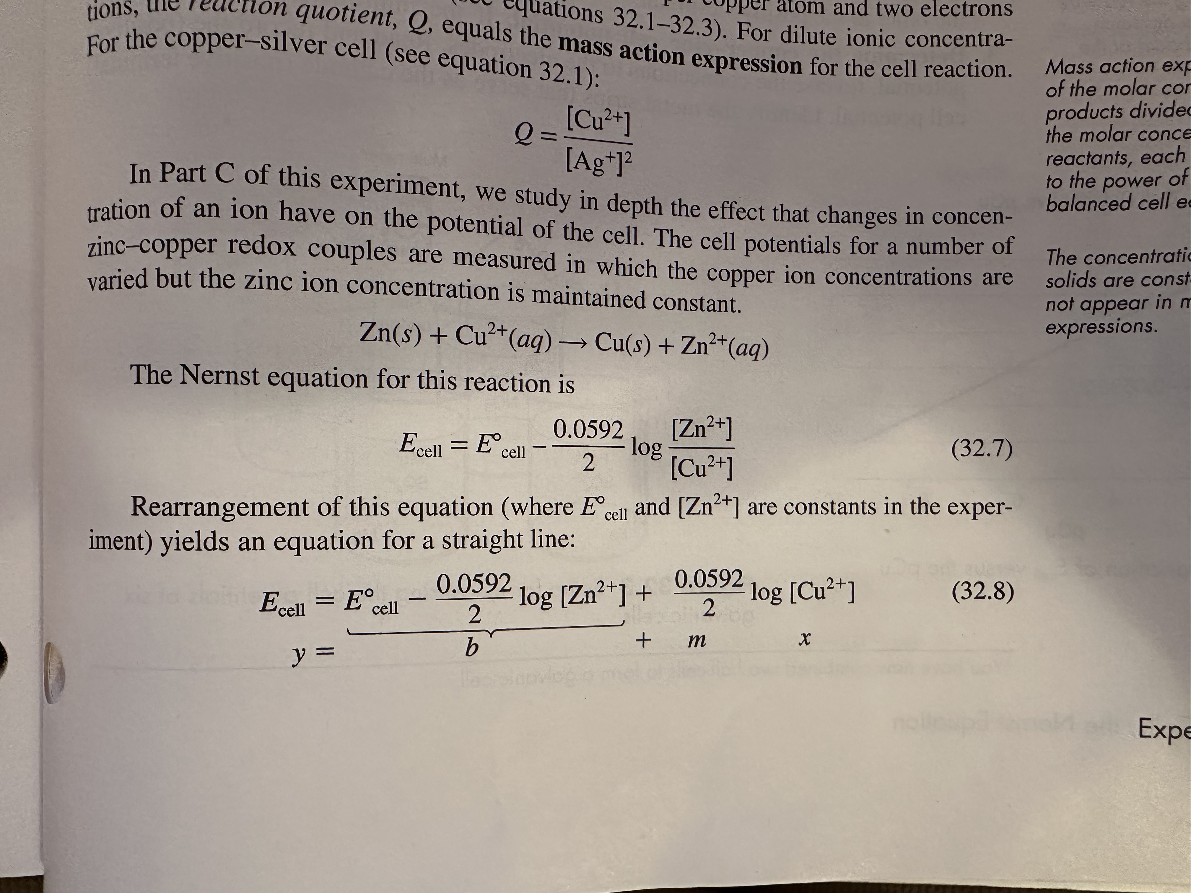 Solved C. The Nernst Equation and an Unknown Concentration | Chegg.com