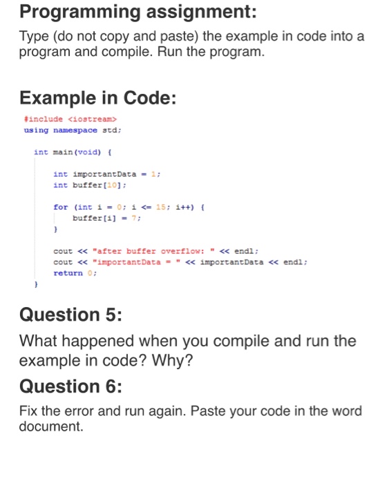 Solved Programming assignment: Type (do not copy and paste) | Chegg.com