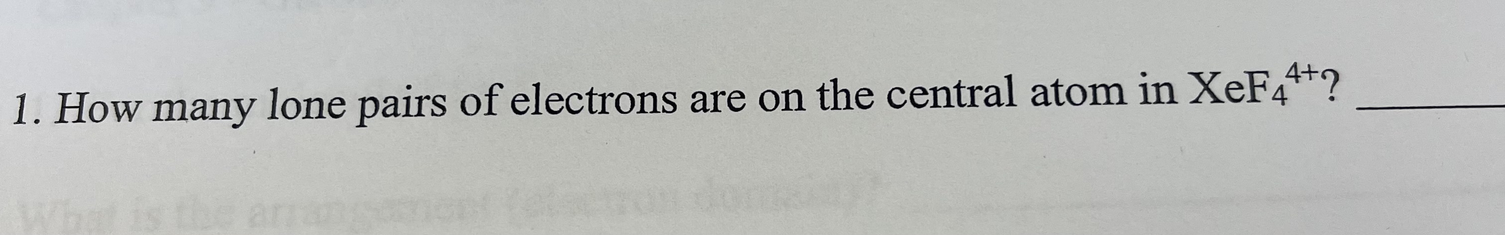 Solved 1. How many lone pairs of electrons are on the | Chegg.com