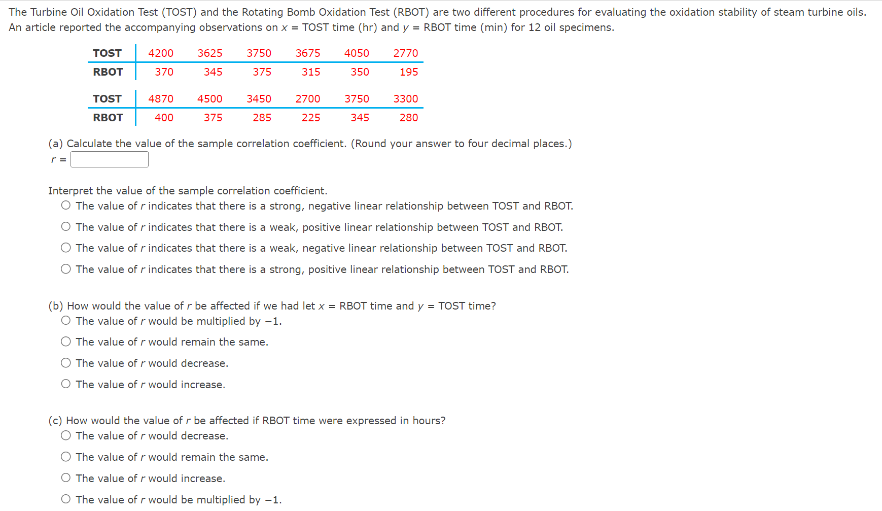 Solved e Turbine Oil Oxidation Test (TOST) and the Rotating