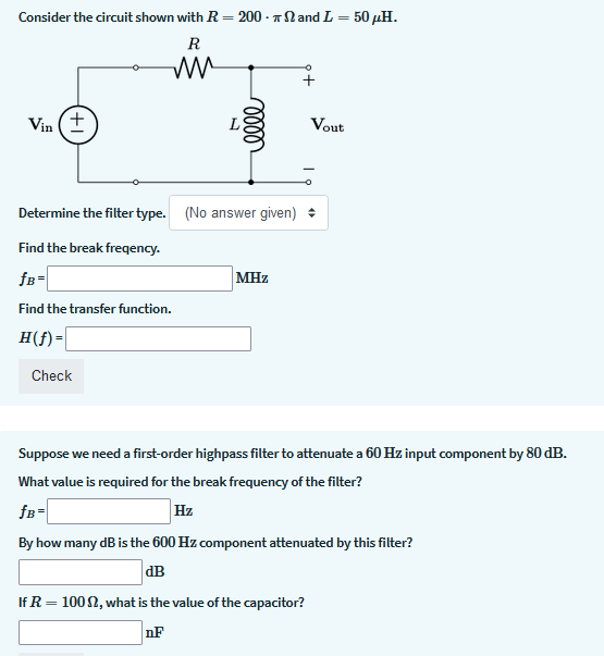 Solved 200 and L = 50 μH. Vout Consider the circuit shown | Chegg.com