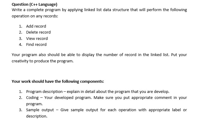 Solved Question (C++ Language) Write a complete program by | Chegg.com