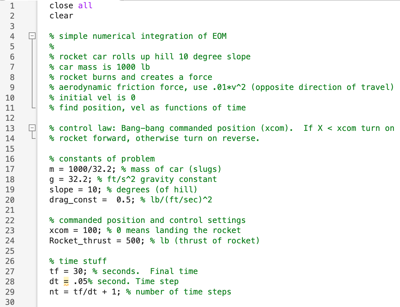 This code is for MATLAB. It requires the code and 3 | Chegg.com image.