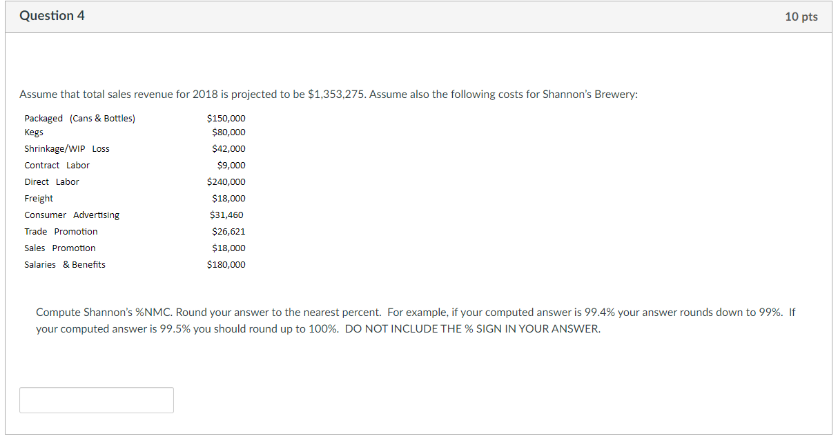 Solved Consider the following revenue and cost data for