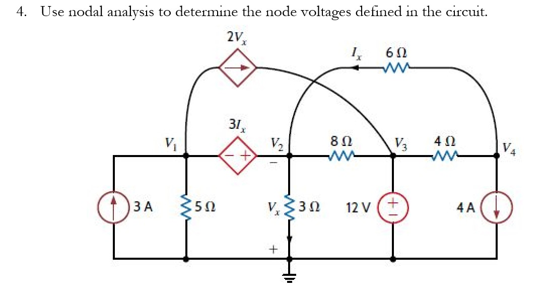 Solved 4. Use nodal analysis to determine the node voltages | Chegg.com