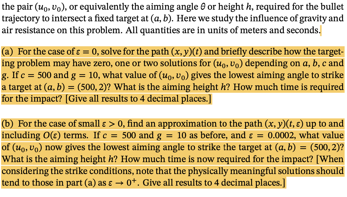 Solved Miniproject 1. A basic problem in ballistics is to